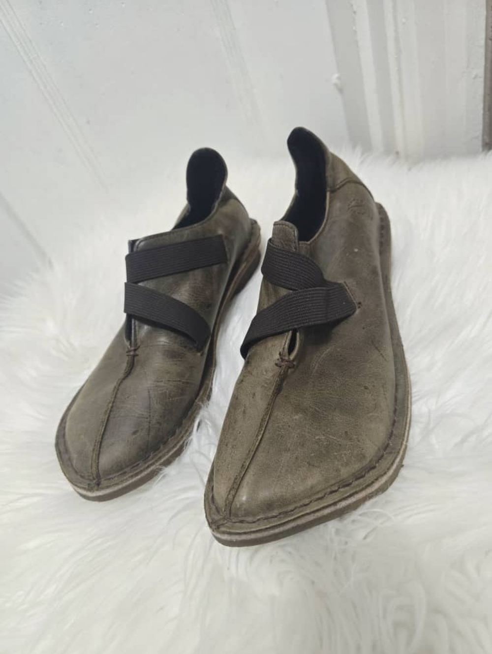 Sergio Tomani Olive Green Leather Mary Jane Strap Comfort Shoes Women's Size 10B
